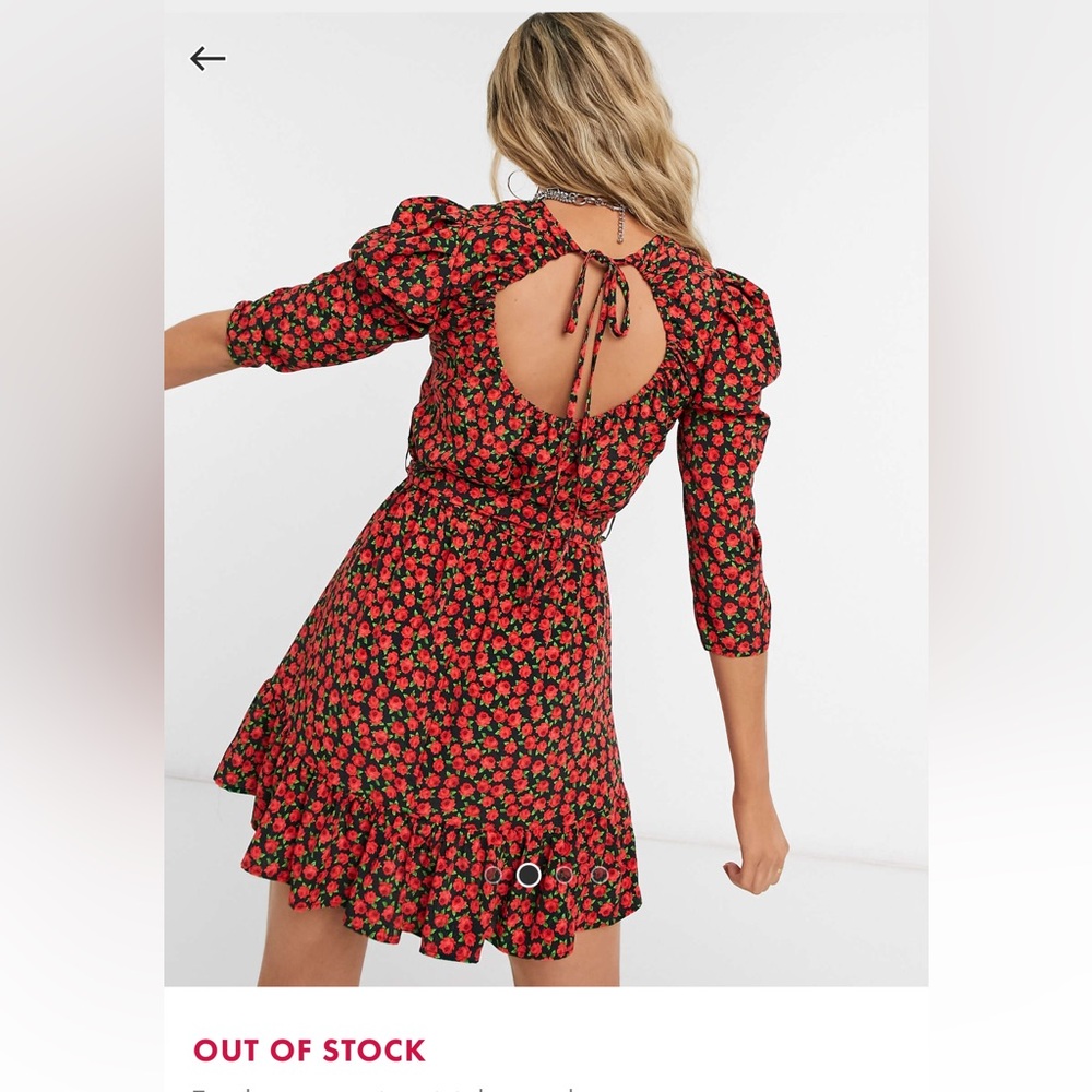 TOPSHOP rose print mini dress red